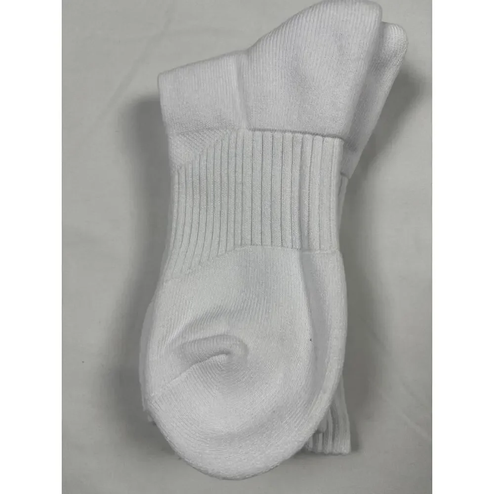 Nike Dri-FIT Crew Socks White Black Swoosh‎ Cushioned Performance Lot of 3 OSFM